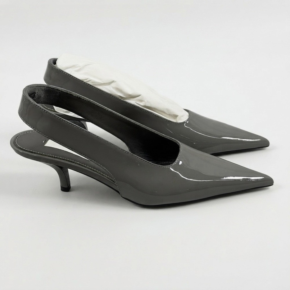 Toteme Size-38 Womens Pump Patent Slingback Light Pastel Gray